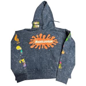 Nickelodeon Women’s Hoodie Pullover Blue L 90s Rugrats Rocket Power cat dog NWT